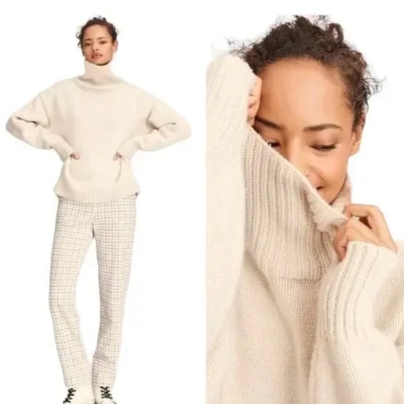 Rag & Bone Lunet Wool Lambswool TurtleneckSweater Chunky Knit Oatmeal Sz S